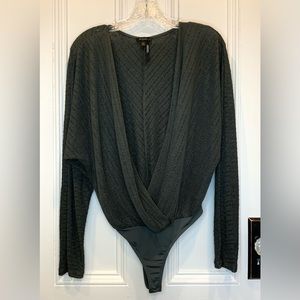 Dynamite Deep V Long Sleeve Body Suit - Size M